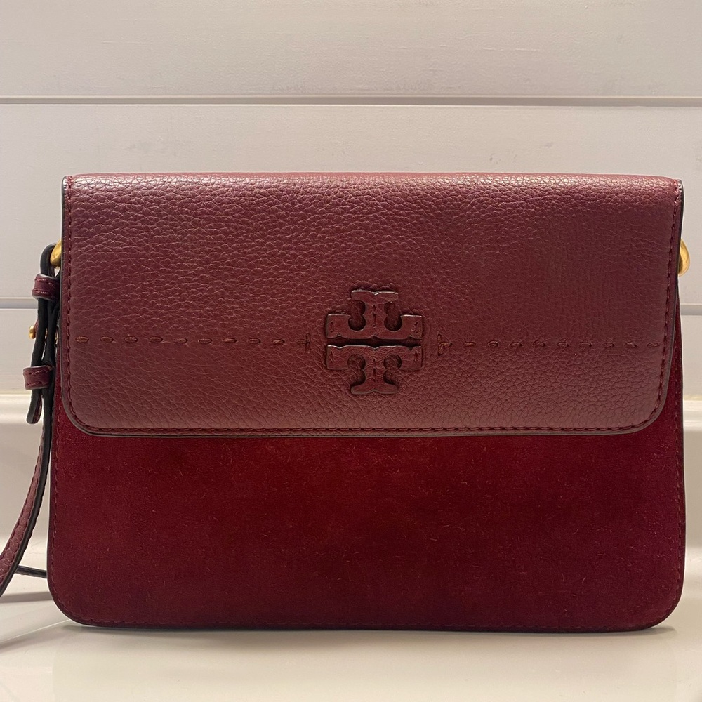 Tory Burch maroon cross body bag